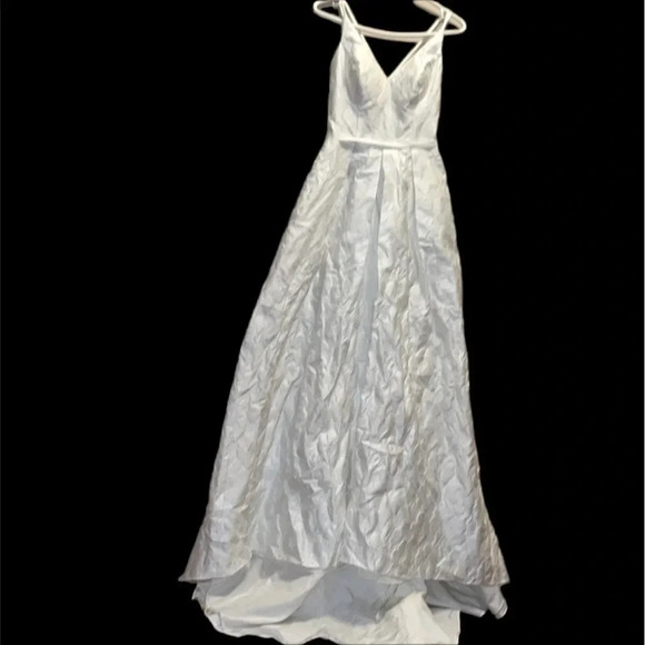 Galina Ivory Floral Print patterned  Wedding Gown Bridal Sleeveless Sz 4 - Picture 17 of 17